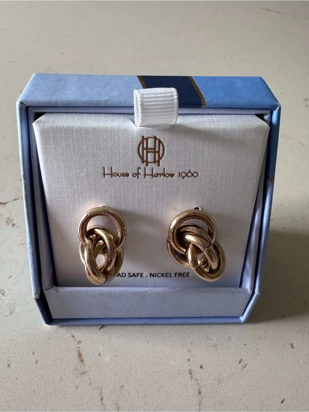 NWOT! House of Harlow Gold Toned Knotted Drop Earrings